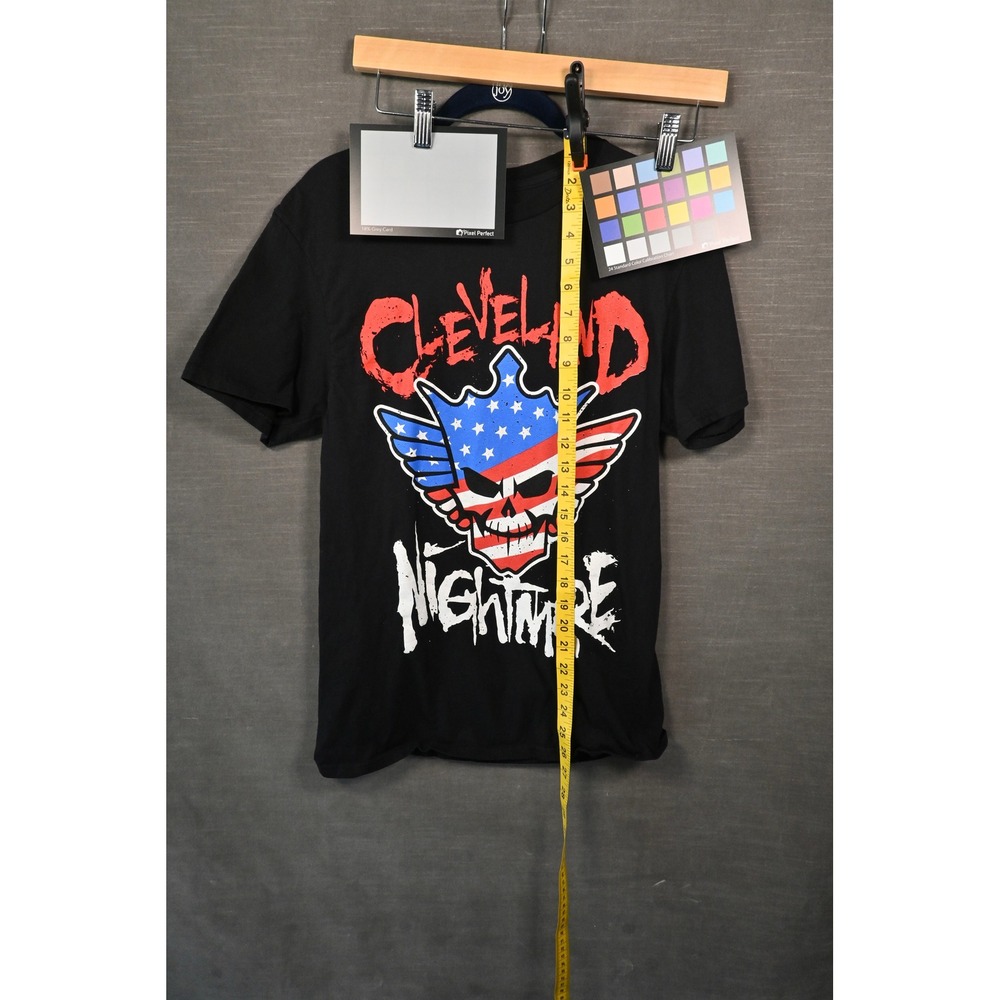 WWE Authentic Cleveland Nightmare Skull Graphic T-Shirt Mens Medium Black Cotton - Picture 2 of 4